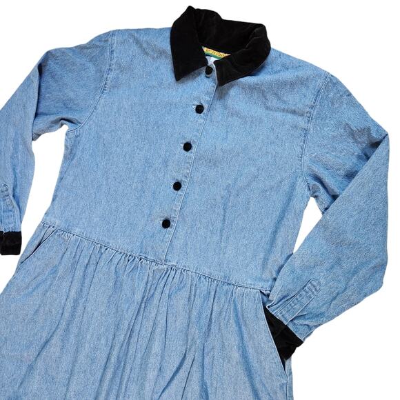 Bryn Connelly denim dress modest VINTAGE size 8 - Picture 2 of 8